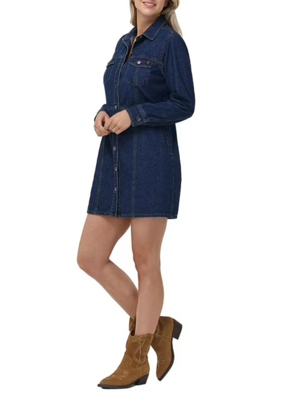 Frye Women's Long Sleeve Denim Mini Dress, NWOT, Medium